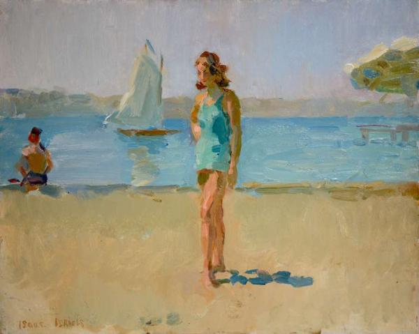 Strandscene met baadster (Viareggio)