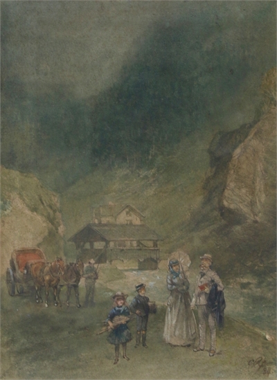 Een familie op reis in de Alpen
