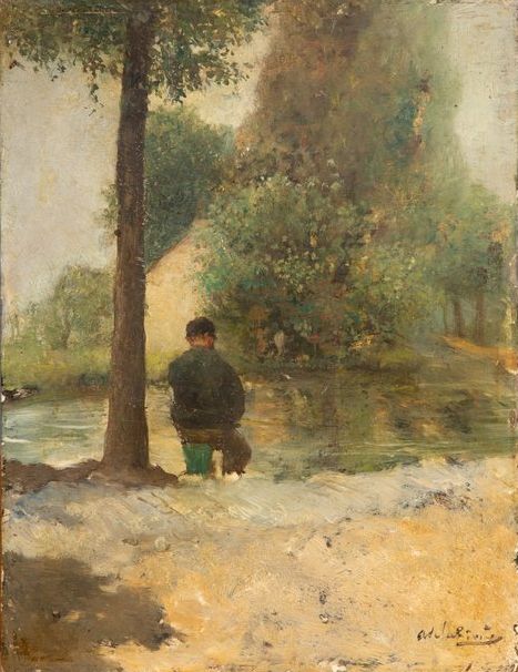 Visser aan de oever van de rivier