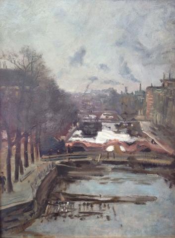 Zicht op de Nieuwe Achtergracht te Amsterdam (ca. 1883)