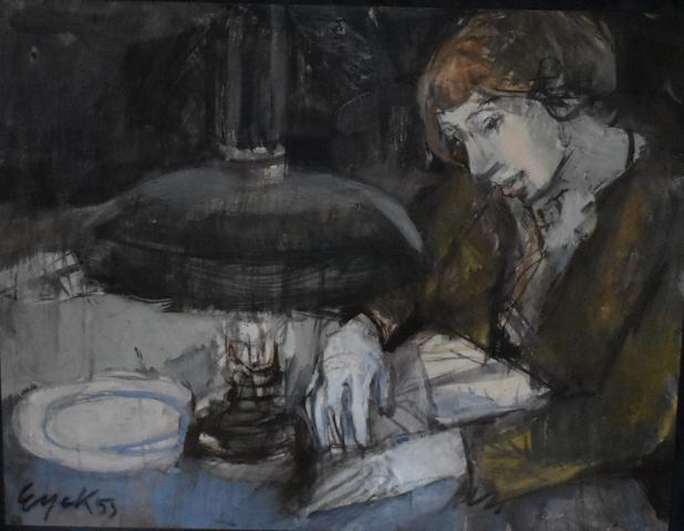 Lezende vrouw aan tafel (1953)