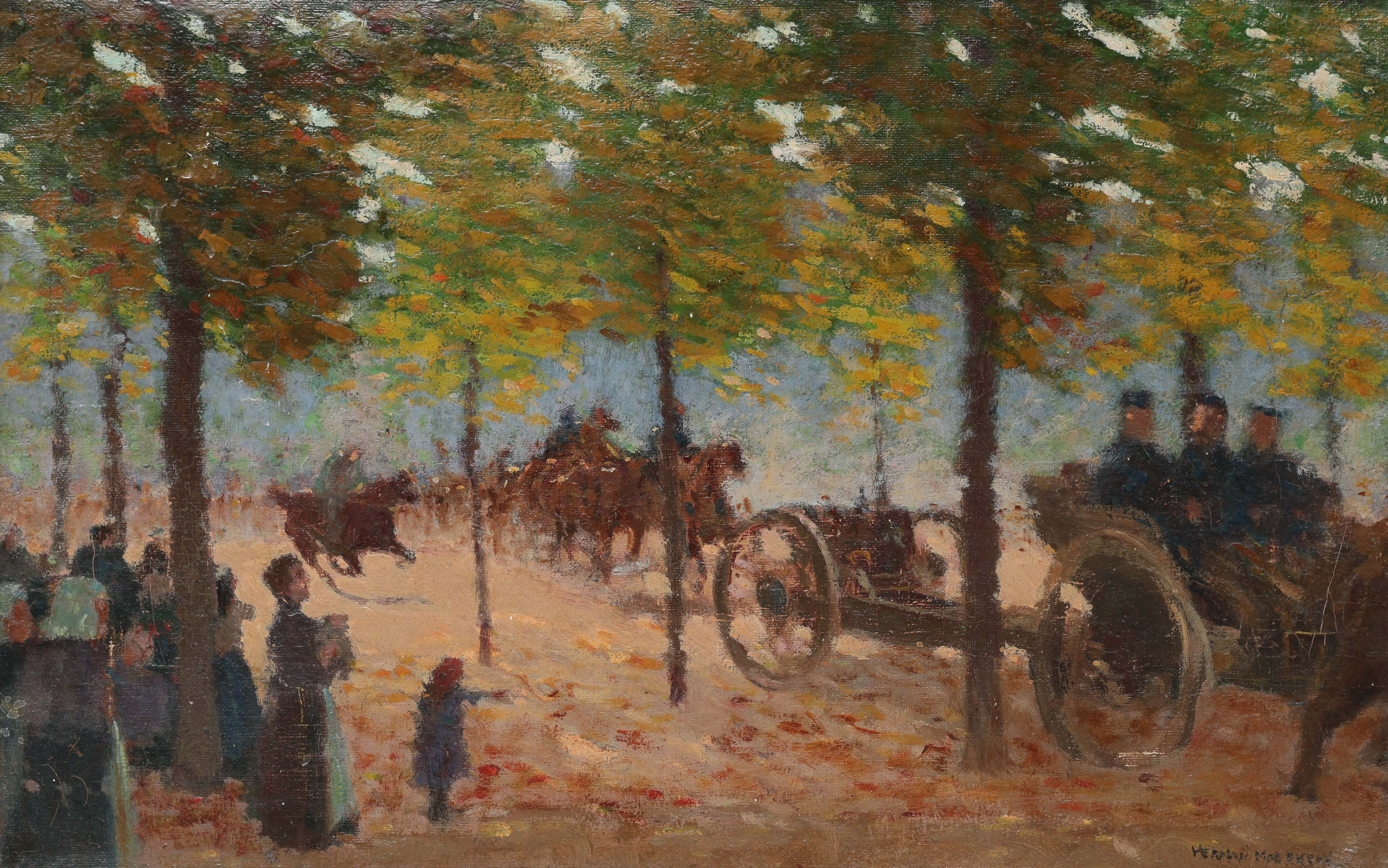 Rijdende artillerie in het park