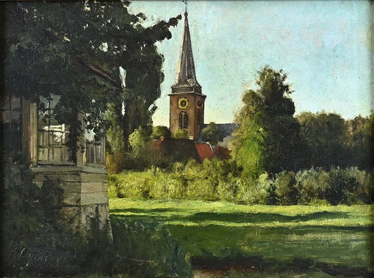 Theekoepel met uitzicht op de kerk van Breukelen aan de Vecht