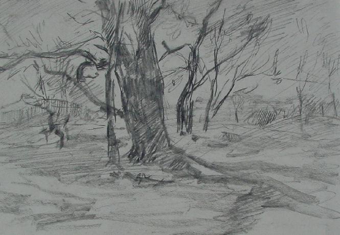 Schetsboekblad met landschaptekening 2