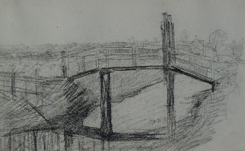 Schetsboekblad met landschaptekening 4