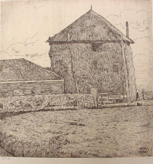Hooiberg met boerderij